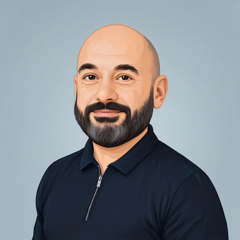 Illustrated portrait of Karen Stepanyan