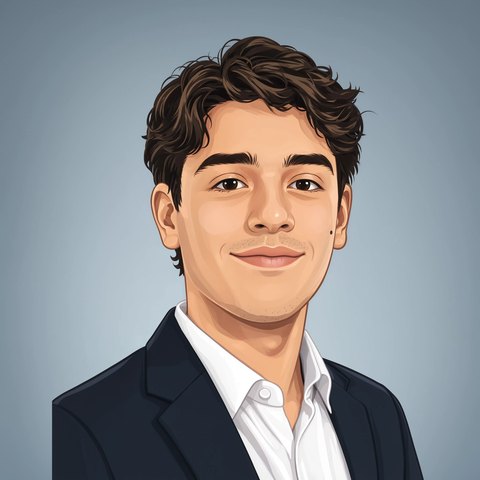 Illustrated portrait of Luca Giacomo Sorrentino