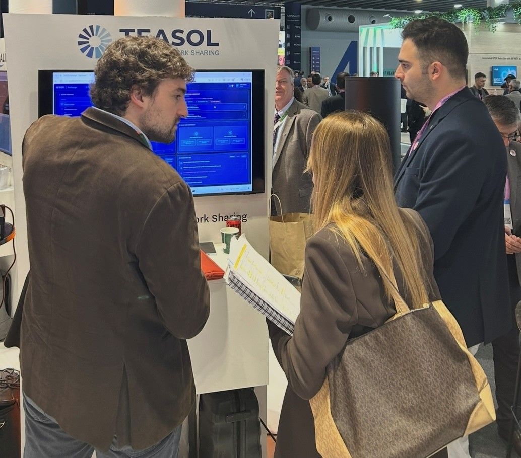 The TEASOL Exchange platform running on the stand at MWC 2026
